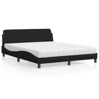 Bed met matras stof zwart 160x200 cm 1