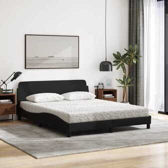 Bed met matras stof zwart 160x200 cm 3