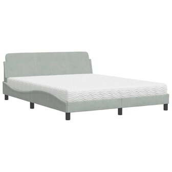 Bed met matras fluweel lichtgrijs 160x200 cm 2