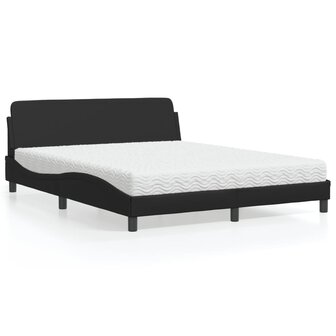 Bed met matras kunstleer zwart 160x200 cm 1