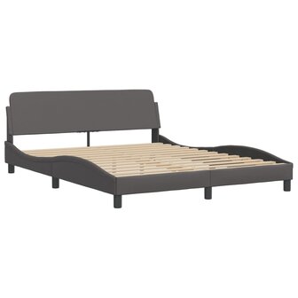 Bed met matras kunstleer grijs 160x200 cm 4