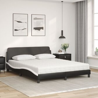 Bed met matras kunstleer zwart en wit 160x200 cm 3