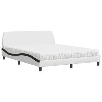 Bed met matras kunstleer wit en zwart 160x200 cm 2