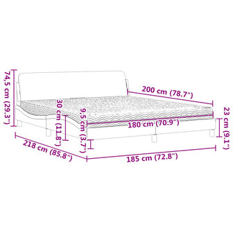 Bed met matras stof donkerbruin 180x200 cm 9