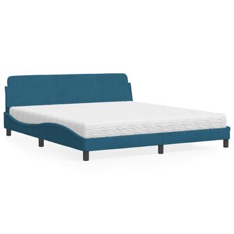 Bed met matras fluweel blauw 180x200 cm 1