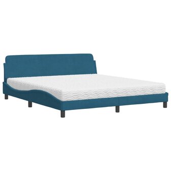 Bed met matras fluweel blauw 180x200 cm 2