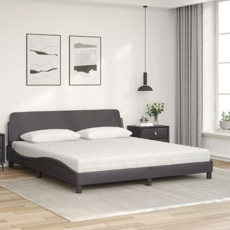 Bed met matras kunstleer grijs 180x200 cm 3