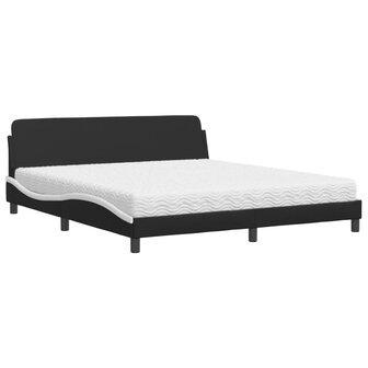 Bed met matras kunstleer zwart en wit 180x200 cm 2