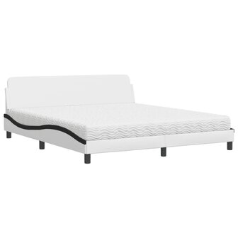 Bed met matras kunstleer wit en zwart 180x200 cm 2