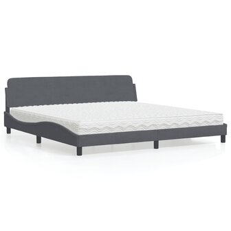 Bed met matras fluweel donkergrijs 200x200 cm 1