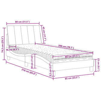 Bed met matras fluweel zwart 80x200 cm 11