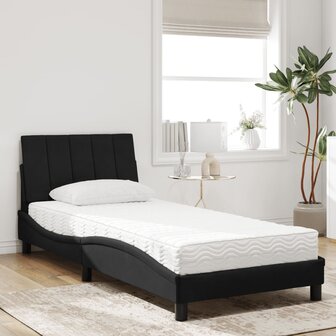 Bed met matras fluweel zwart 90x190 cm 3