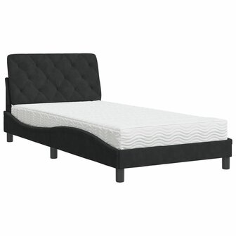 Bed met matras fluweel zwart 100x200 cm 4