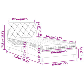 Bed met matras fluweel zwart 100x200 cm 11