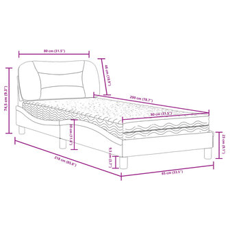 Bed met matras kunstleer grijs 80x200 cm 11