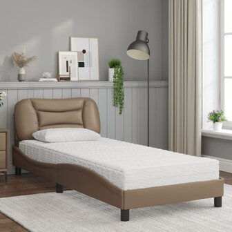 Bed met matras kunstleer cappuccinokleurig 80x200 cm 3