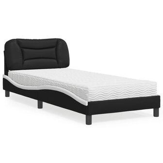 Bed met matras kunstleer zwart en wit 80x200 cm 1