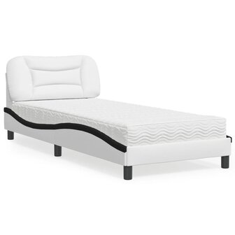 Bed met matras kunstleer zwart en wit 80x200 cm 1