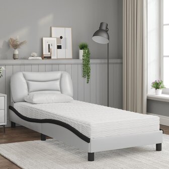 Bed met matras kunstleer zwart en wit 80x200 cm 3