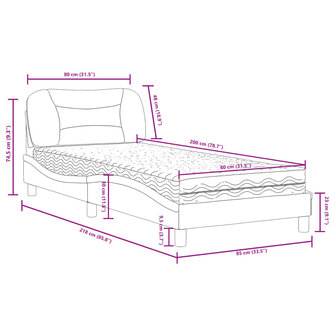 Bed met matras kunstleer zwart en wit 80x200 cm 12