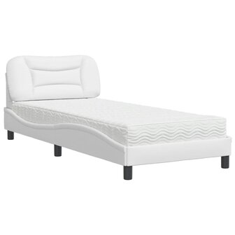 Bed met matras kunstleer wit 90x190 cm 2