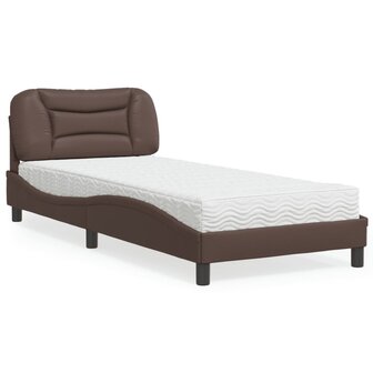 Bed met matras kunstleer bruin 90x190 cm 1