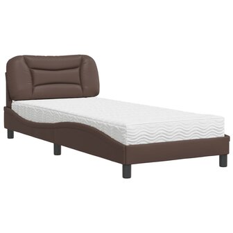 Bed met matras kunstleer bruin 90x190 cm 2