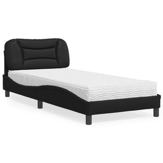 Bed met matras kunstleer zwart 90x200 cm 1