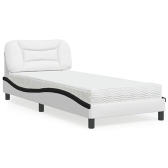 Bed met matras kunstleer zwart en wit 90x200 cm 2