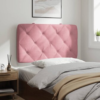 Hoofdbordkussen 80 cm fluweel roze 4