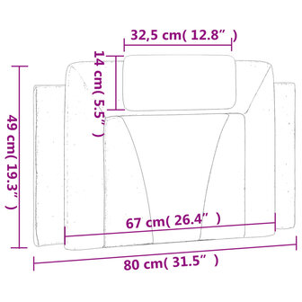 Hoofdbordkussen 80 cm kunstleer cappuccinokleurig 10