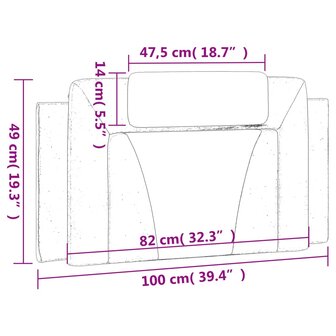 Hoofdbordkussen 100 cm kunstleer cappuccinokleurig 10