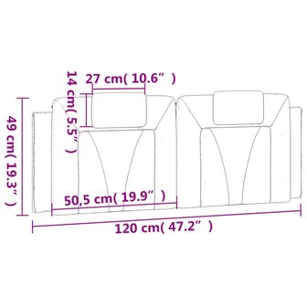 Hoofdbordkussen 120 cm kunstleer bruin 10