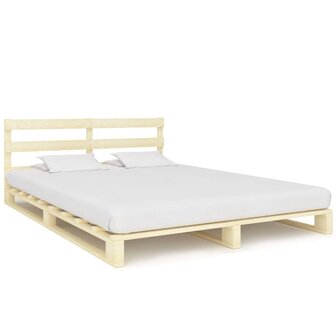 Bedframe pallet massief grenenhout 200x200 cm 1