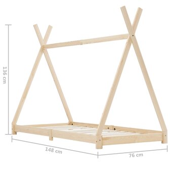 Kinderbedframe massief grenenhout 70x140 cm 7