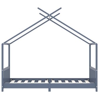 Kinderbedframe massief grenenhout grijs 90x200 cm 4