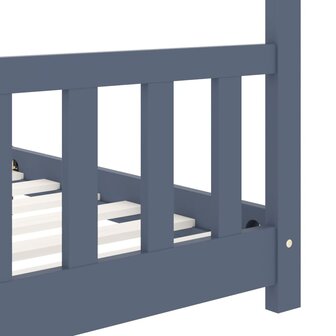 Kinderbedframe massief grenenhout grijs 90x200 cm 7