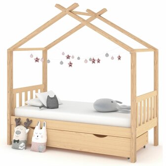 Kinderbedframe met lade massief grenenhout 80x160 cm 1