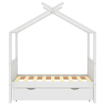 Kinderbedframe met lade massief grenenhout 70x140 cm wit 3