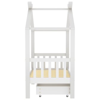 Kinderbedframe met lade massief grenenhout 70x140 cm wit 4