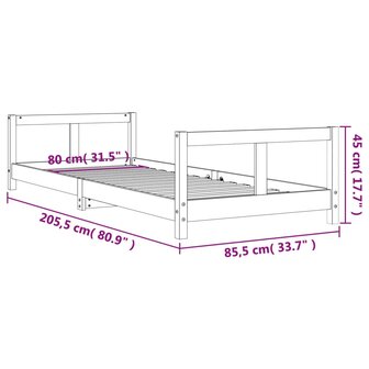 Kinderbedframe 80x200 cm massief grenenhout zwart 9