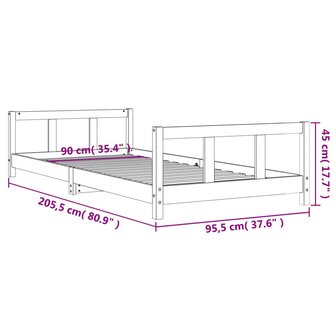 Kinderbedframe 90x200 cm massief grenenhout 9