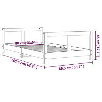 Kinderbedframe 80x160 cm massief grenenhout wit 9