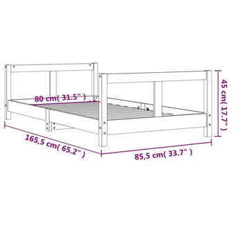 Kinderbedframe 80x160 cm massief grenenhout zwart 9