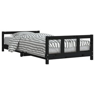 Kinderbedframe 90x190 cm massief grenenhout zwart 2