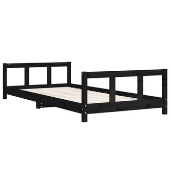 Kinderbedframe 90x190 cm massief grenenhout zwart 3