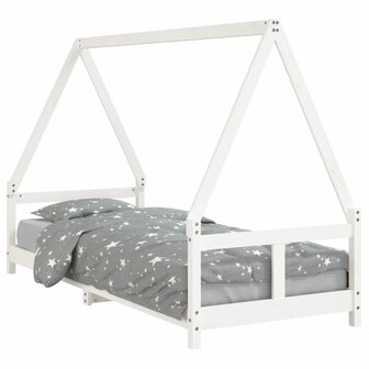 Kinderbedframe 80x200 cm massief grenenhout wit 2