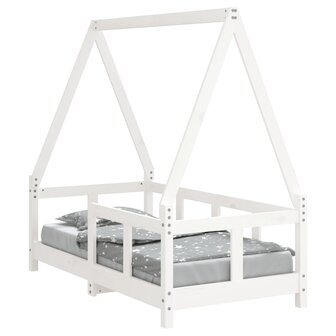 Kinderbedframe 70x140 cm massief grenenhout wit 2