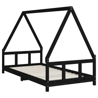 Kinderbedframe 90x190 cm massief grenenhout zwart 3