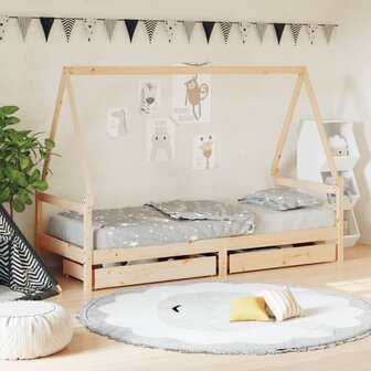 Kinderbedframe met lades 80x200 cm massief grenenhout 1